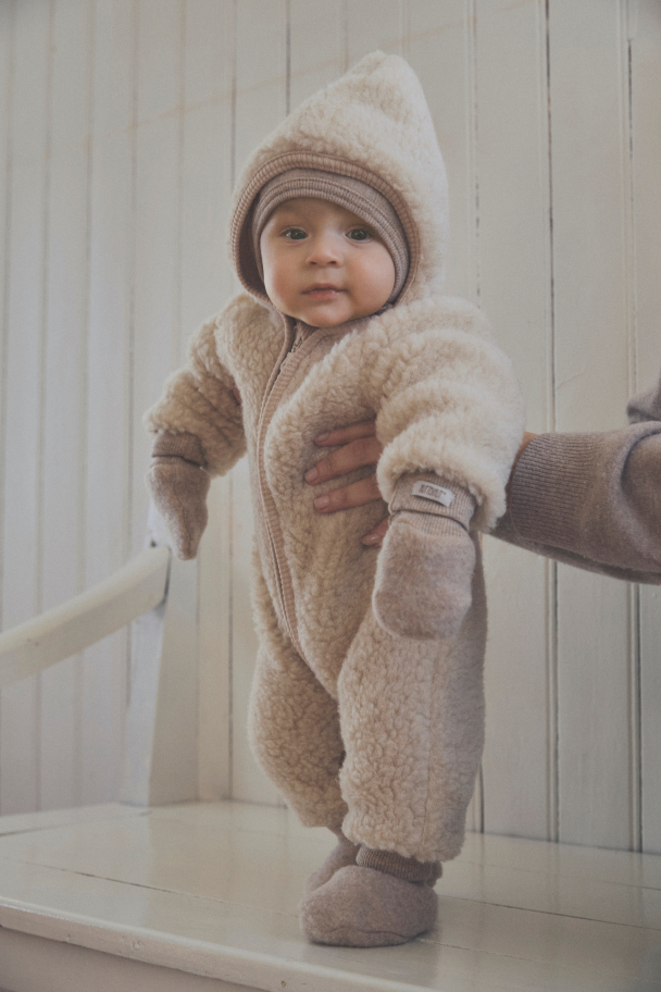 Pram Suit Wool Teddy - Cement - Image 4