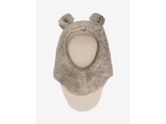Balaclava Ears Wool Teddy, Camel Melange - Huttelihut