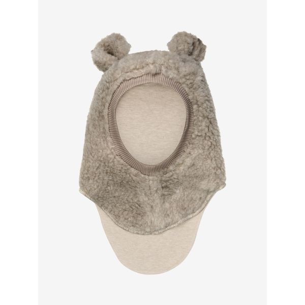 Balaclava Ears Wool Teddy, Camel Melange - Huttelihut