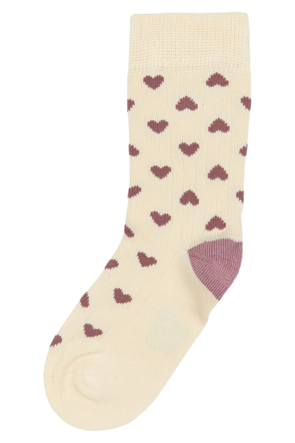 Bamboo Heart Socks - Off White/Pale Pink