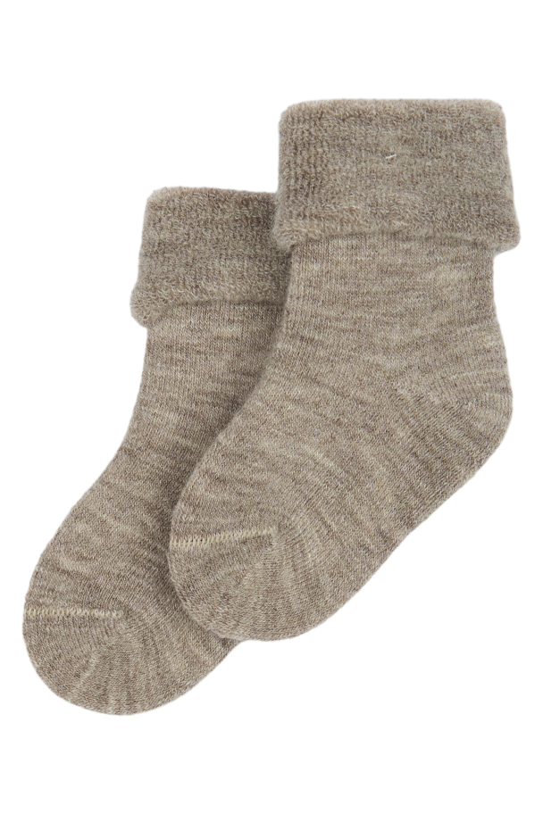 Wool Baby Socks - Brown Melange - Image 1