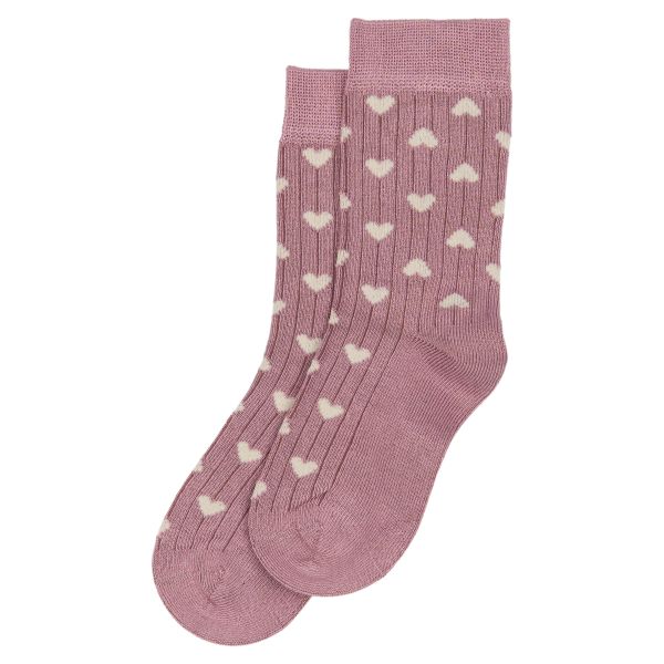 minipop | Bamboo Heart Socks - Pale Pink/Off White