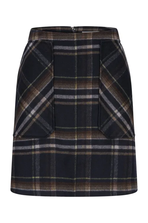 Adam Check Skirt Dk. Navy        |       Adam Check Skirt Dk. Navy fra Katrin Uri
