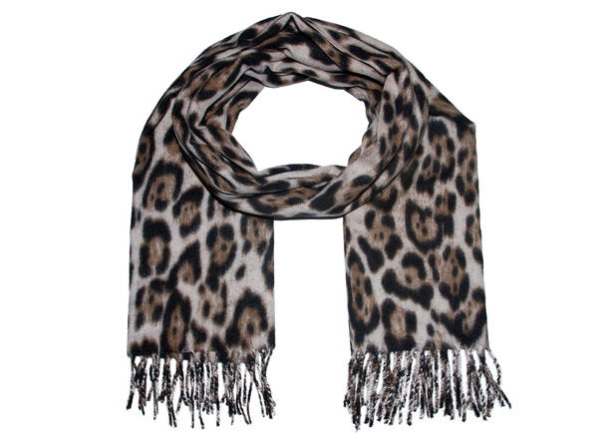 Skjerf Animal Print 70x180 Beige