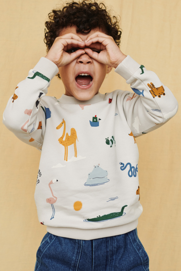 Thora Printed Sweatshirt - Around The World/Sandy - Image 2