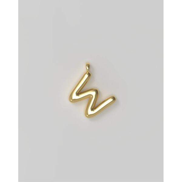 Letter Charm Small Gold Plated - W