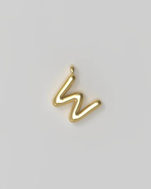Letter Charm Small Gold Plated - W