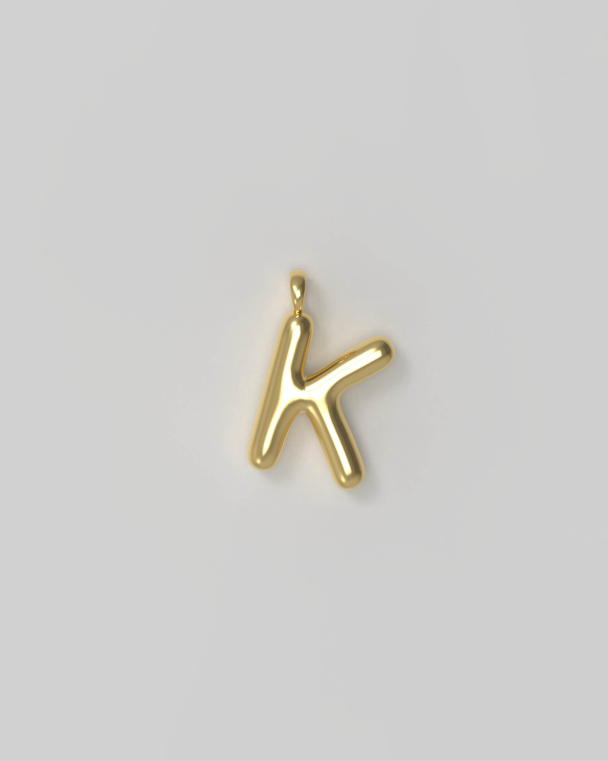 Letter Charm Small Gold Plated - K