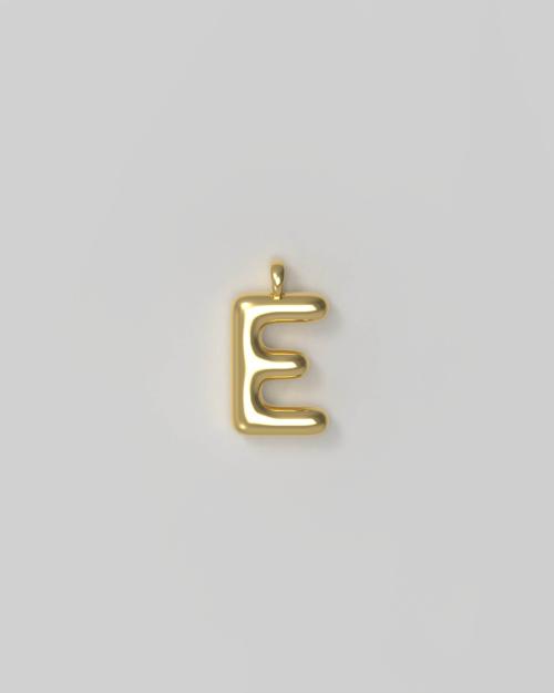 Letter Charm Small Gold Plated - E
