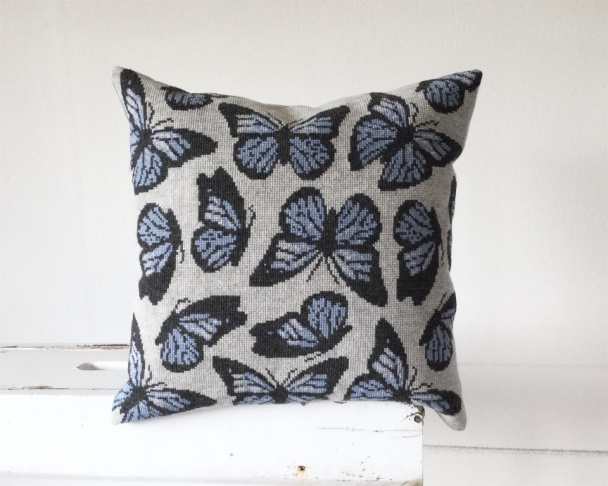 Baldyre materialpakke pute - Blå sommerfugler