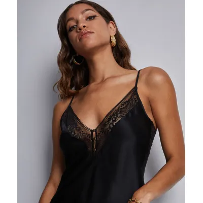 Midnight wisper silke nattkjole, sort