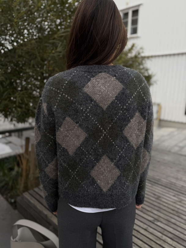 Filippa Argyle Cardigan - Forsest Green Argyle  - Image 6