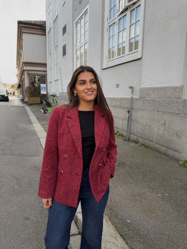 Petra Boucle Blazer - Tibetan Red Pink Melange  - Image 3
