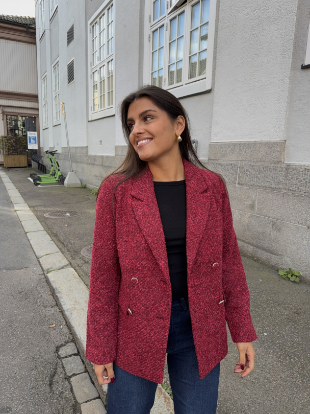 Petra Boucle Blazer - Tibetan Red Pink Melange  - Image 5