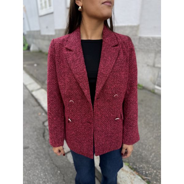 Petra Boucle Blazer - Tibetan Red Pink Melange 