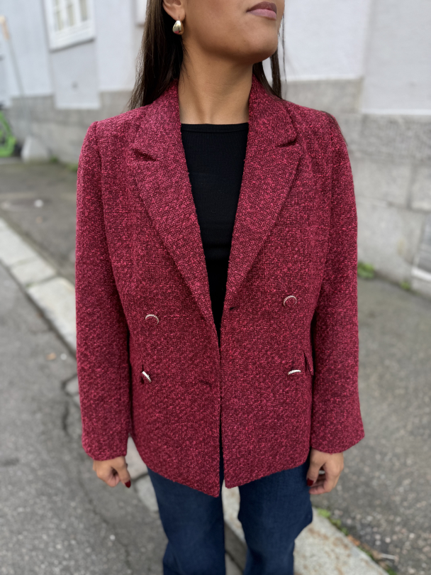 Petra Boucle Blazer - Tibetan Red Pink Melange  - Image 1