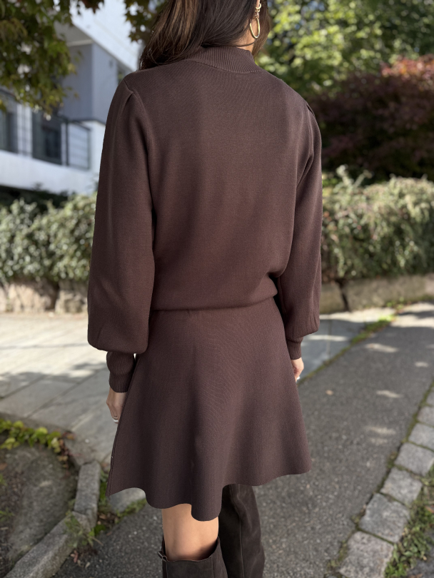 Fonny Knit Skirt - Chocolate Brown - Image 3