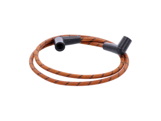 UNIVERSAL 40" SPARK PLUG WIRE SET. COTTON CLOTH, BROWN/BLACK