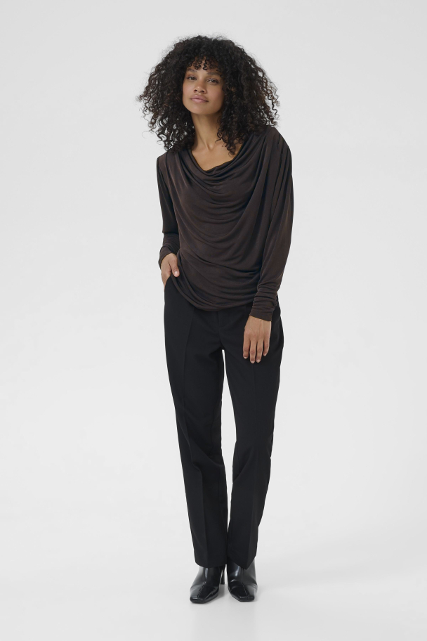 KAgina Jersey Bluse Brun - Image 1