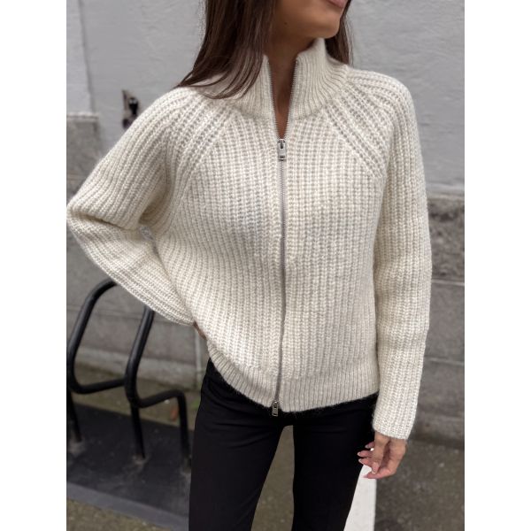 Anjuli Knit Zip Cardigan - Snow White 