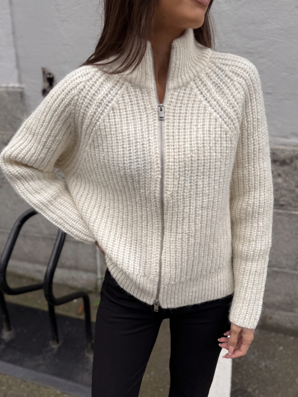 Anjuli Knit Zip Cardigan - Snow White  - Image 1