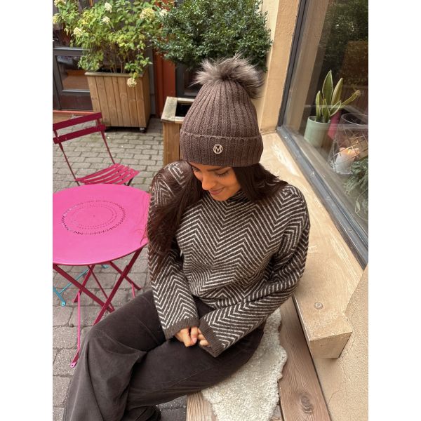 Klassisk Lue i Rib Med Dusk - Dark Brown