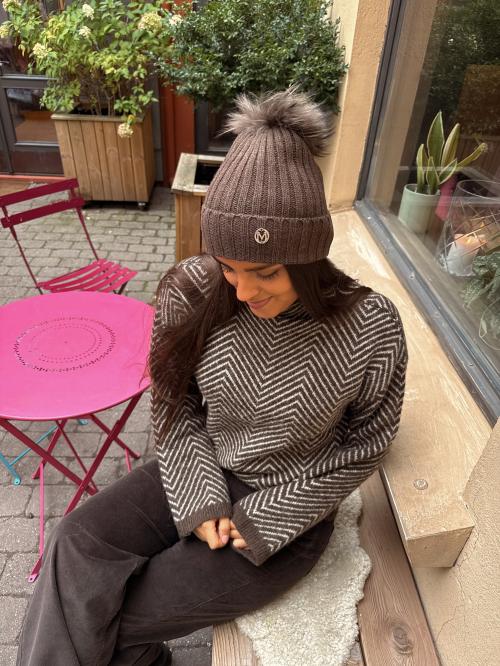 Klassisk Lue i Rib Med Dusk - Dark Brown