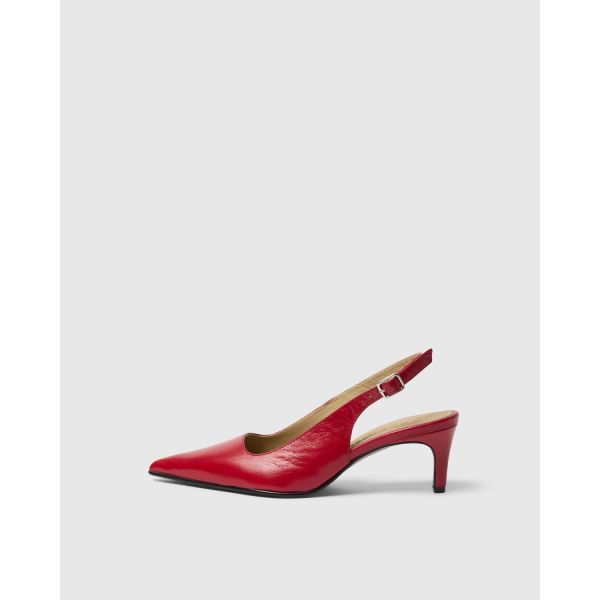 Isla Leather Pointy Slingback - Equestrian Red 