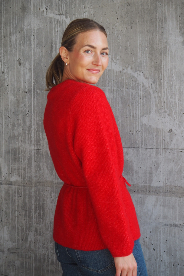 Sia Ras Knit Belt Cardigan - Equestrian Red - Image 2