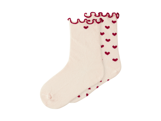 Rosita 2pk sokker, Turtledove/Hearts - Lil' Atelier