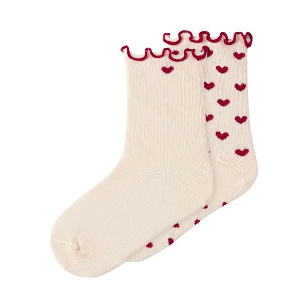 Rosita 2pk sokker, Turtledove/Hearts - Lil' Atelier