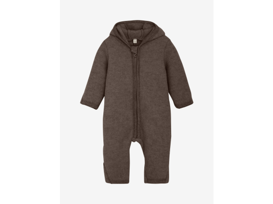 Pram Suit Wool Fleece med ører, Brown Melange - Huttelihut