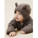 Pram Suit Wool Fleece med ører, Brown Melange - Huttelihut