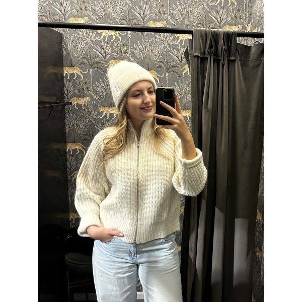 Anjuli White Zip Cardigan