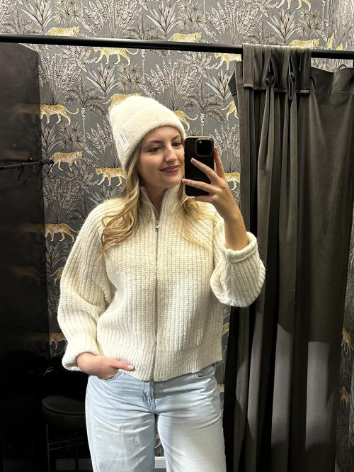 Anjuli White Zip Cardigan