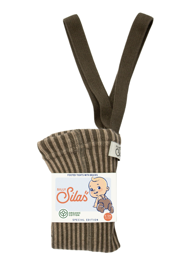 Tights Footed Special - Seaweed Brown x Peanut Striped - Image 1