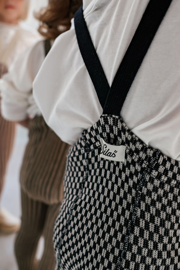 Footless Tights Special - Black X White Checked - Image 5