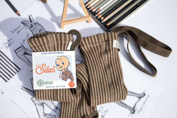 Tights Footed Special - Seaweed Brown x Peanut Striped - Image 2