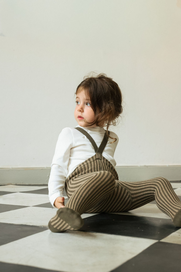 Tights Footed Special - Seaweed Brown x Peanut Striped - Image 3