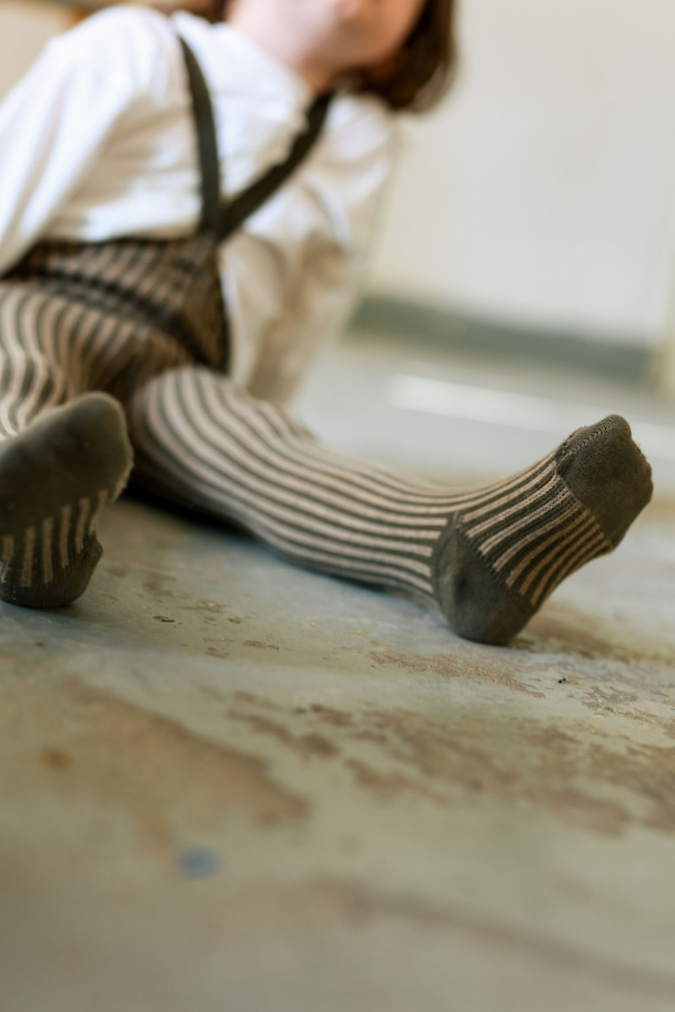 Tights Footed Special - Seaweed Brown x Peanut Striped - Image 4
