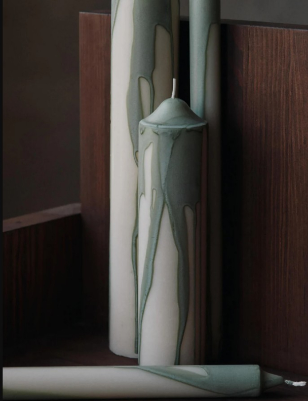 Dryp Pillar Candle Large - Te grønn - Image 2