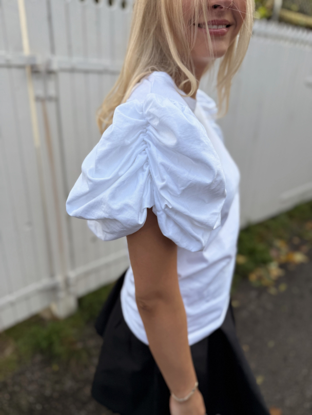 Puff Sleeve T-Shirt - White - Image 3