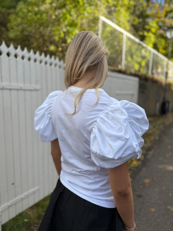 Puff Sleeve T-Shirt - White - Image 4