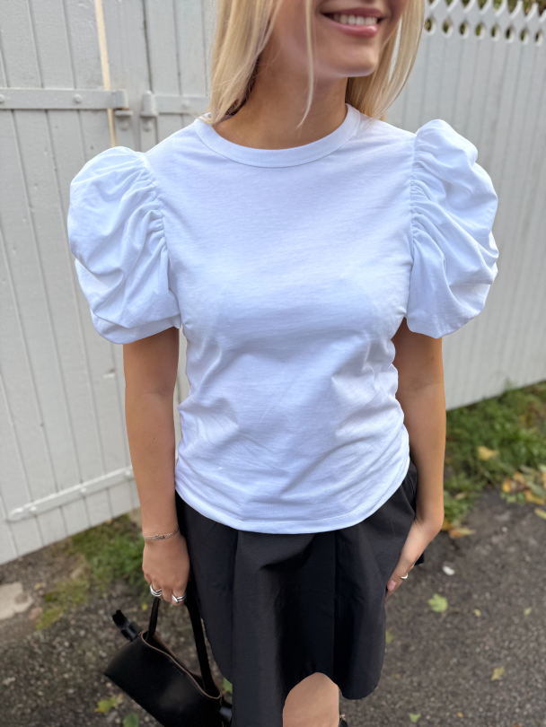 Puff Sleeve T-Shirt - White - Image 1
