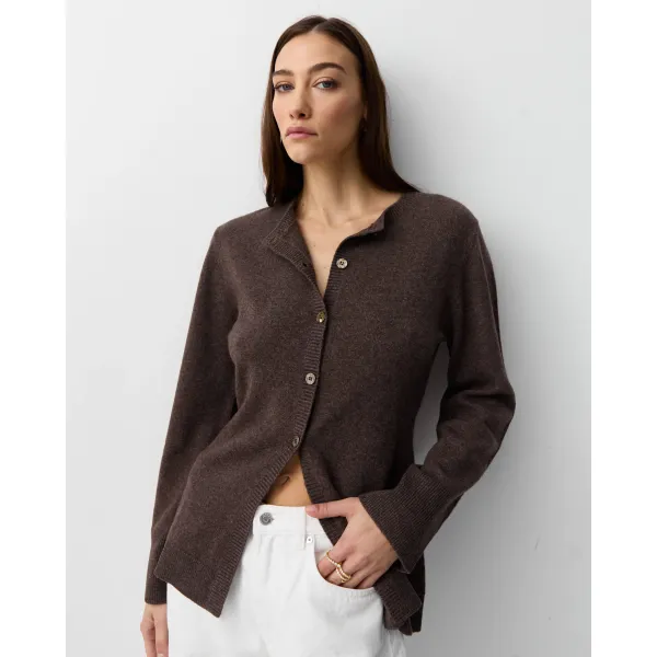 THE TAILORED CARDIGAN - CHESTNUT BROWN