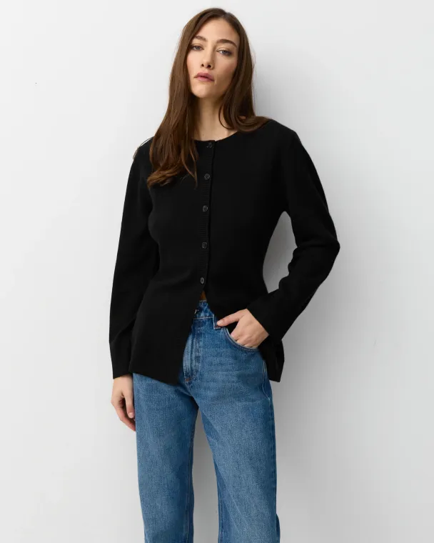 THE TAILORED CARDIGAN - BLACK - Image 2