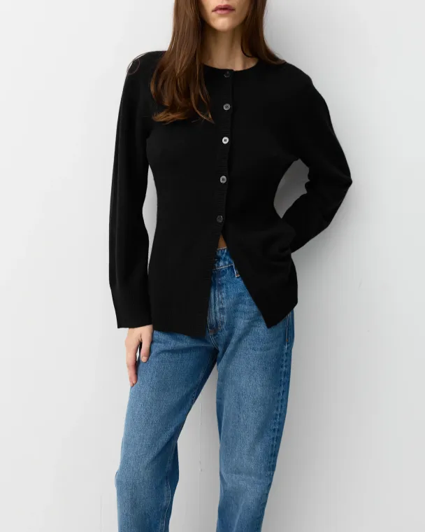 THE TAILORED CARDIGAN - BLACK - Image 3