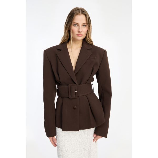 Suiting Belted Blazer - Chicory Coffee
