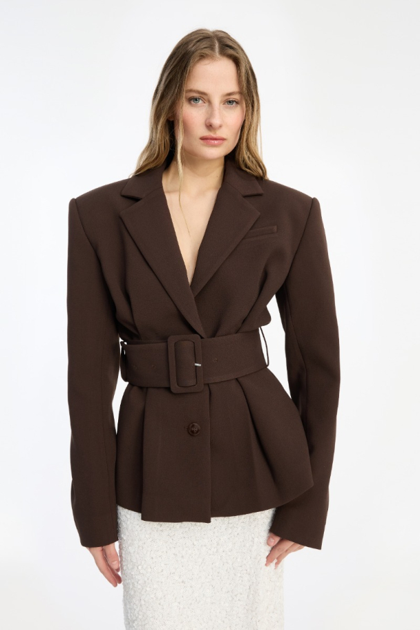 Suiting Belted Blazer - Chicory Coffee - Image 1