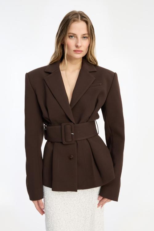 Suiting Belted Blazer - Chicory Coffee